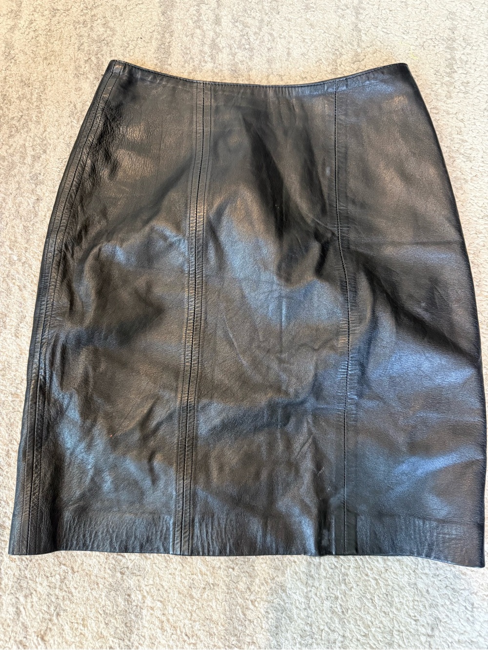 Ruth Wagner Vintage Classic Black Leather Pencil Skirt